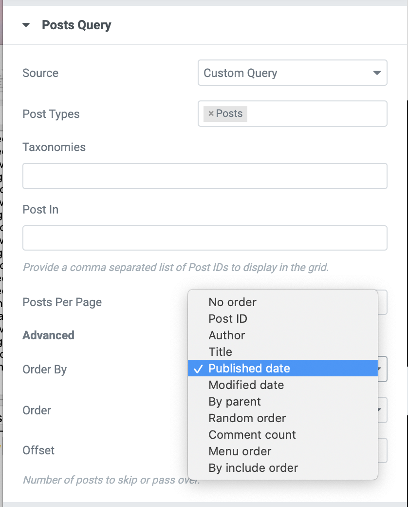 Posts Carousel Posts Query Sort Options